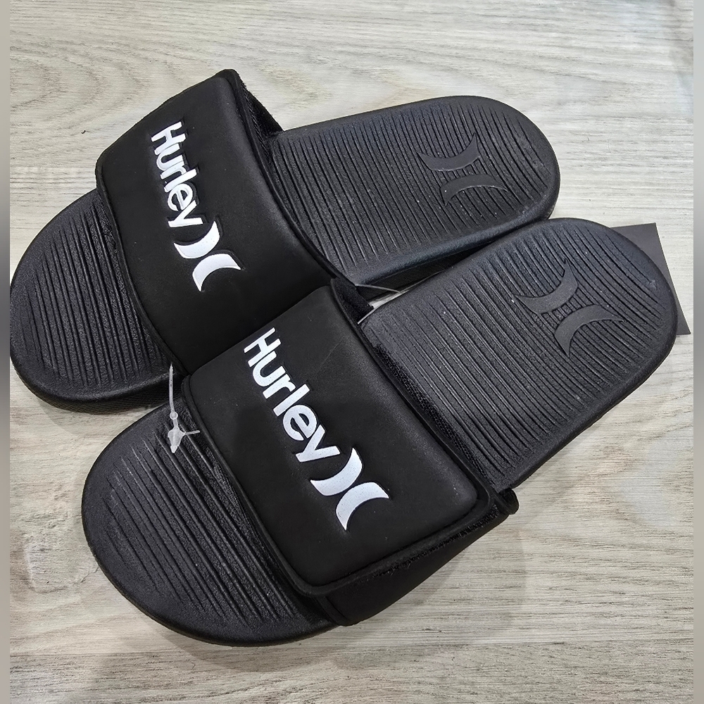 Hurley Kids Black Slide Sandals with Logo Unisex